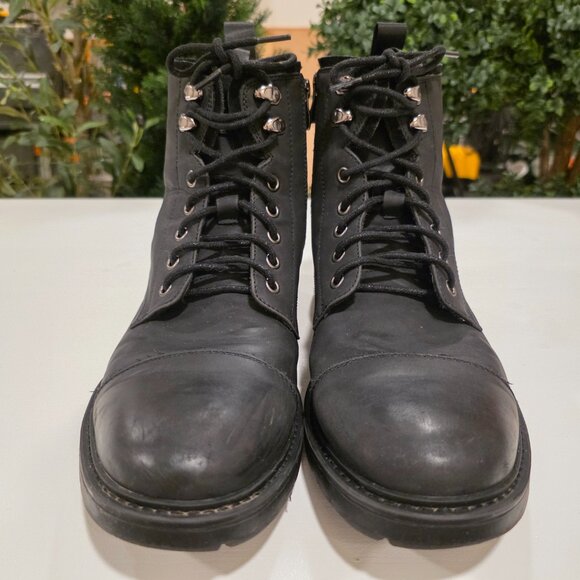 Vostey Motorcycle Casual Boots Black Leather Zipper Chukka Shoes Men's 9.5 - Picture 4 of 13